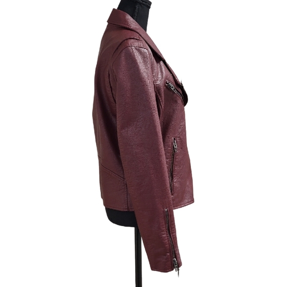 BLANK NYC MOTO JACKET VEGAN LEATHER RUM RASIN SZ LARGE Great Condition! - Picture 6 of 15